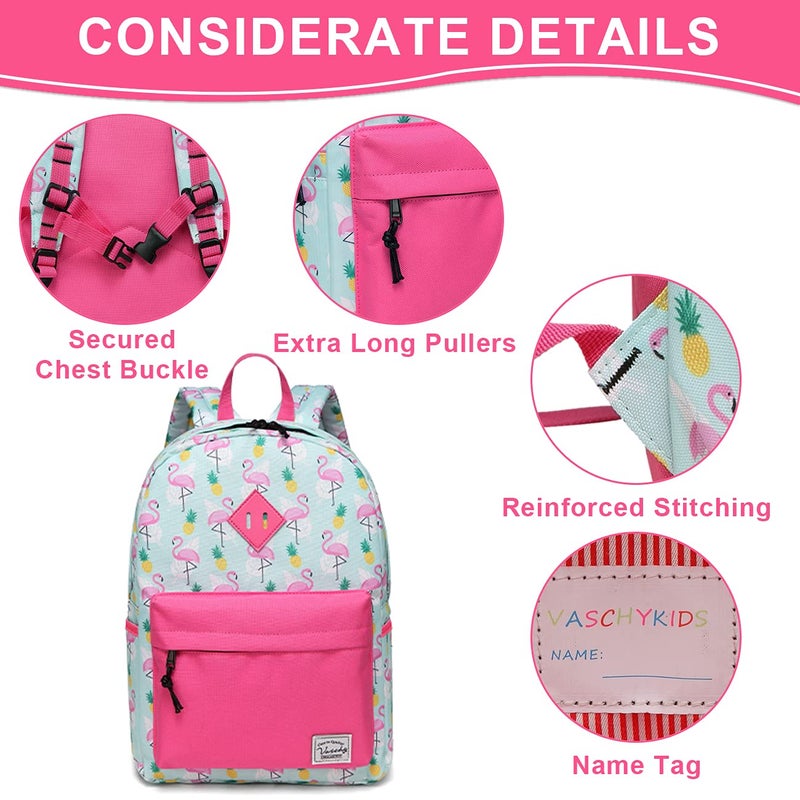 VASCHY Kids Backpack for Little Girls, Preschool Backpacks for Toddler with Chest Strap Cute Pineapple Flamingos - Image 4
